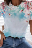 Casual Street Print Basic O Neck T-Shirts