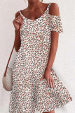 Fashion Elegant Floral Split Joint O Neck A Line Dresses