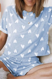 Fashion Living Print Patchwork O Neck Short Sleeve Two Pieces
