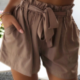 Casual Solid Patchwork Regular Mid Waist Straight Solid Color Bottoms
