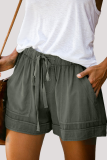 Street Solid Draw String Straight High Waist Straight Solid Color Bottoms