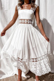 Fashion Casual Solid Split Joint Spaghetti Strap Princess Dresses