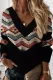 Fashion Casual Print Patchwork V Neck Tops