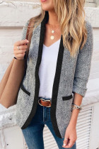 Casual Print Patchwork Turn-back Collar Outerwear