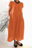 Casual Street Solid Pocket O Neck Short Sleeve Dress Dresses