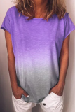Casual Gradual Change Basic O Neck T-Shirts