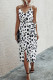 Sexy Vacation Print Frenulum Slit V Neck Printed Dress Dresses