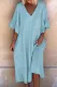 Casual Solid Patchwork Flounce V Neck Dresses