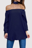 Casual Street Solid Patchwork Strap Design Off the Shoulder Tops