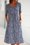 Fashion British Style Print Split Joint O Neck Dresses