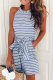 Casual Patchwork Bandage With Belt O Neck Loose Rompers