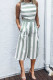 Fashion Casual Striped Split Joint O Neck Straight Jumpsuits
