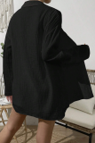 Casual Simplicity Solid Fold Turndown Collar Long Sleeve Two Pieces(8 Colors)