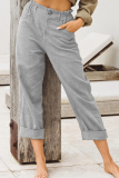 Casual Solid Buttons Fold Straight Straight Solid Color Bottoms