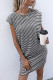 Fashion Casual Striped Patchwork O Neck Pencil Skirt Dresses