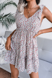Casual Sweet Floral Strap Design Stringy Selvedge V Neck A Line Dresses