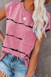Fashion Street Striped Split Joint O Neck T-Shirts