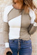 Fashion Patchwork Contrast V Neck Tops