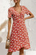 Fashion Sweet Print Split Joint V Neck Irregular Dresses