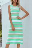 Fashion Street Striped Split Joint O Neck A Line Dresses