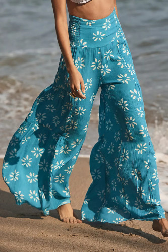 Casual Street Print Fold Loose High Waist Wide Leg Bottoms