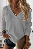 Fashion Casual Solid Patchwork V Neck Tops