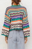 Fashion Street Striped Patchwork O Neck Tops
