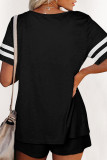 Fashion Casual Solid Split Joint O Neck Short Sleeve Two Pieces