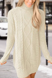 Fashion Casual Solid Patchwork Turtleneck Long Sleeve Dress Dresses