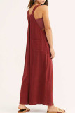 Fashion Casual Solid Without Belt Spaghetti Strap Loose Jumpsuits