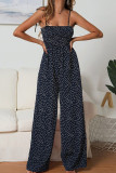 Fashion Street Print Patchwork Spaghetti Strap Loose Jumpsuits