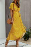 Elegant Floral Flounce With Belt Irregular Dress Dresses