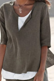 Fashion Simplicity Solid Patchwork V Neck Tops