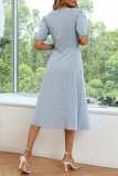 Fashion Elegant Floral Buckle Slit V Neck A Line Dresses