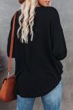 Casual Solid Buckle O Neck Tops