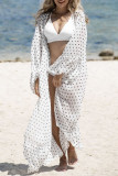 Fashion Vacation Dot Split Joint Swimwears Cover Up