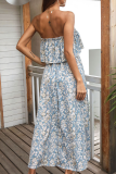 Casual Elegant Floral Split Joint Flounce Strapless A Line Dresses