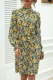 Fashion Elegant Floral Split Joint Frenulum O Neck A Line Dresses