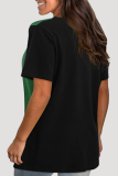 Casual Patchwork Leopard Contrast O Neck T-Shirts