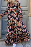 Fashion Street Print Patchwork V Neck A Line Dresses