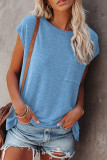 Fashion Street Solid Split Joint O Neck T-Shirts