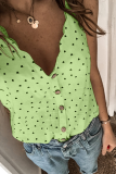 Casual Dot Split Joint V Neck Tops