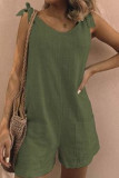 Fashion Sportswear Solid Frenulum O Neck Loose Rompers