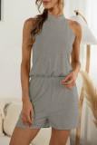 Fashion Casual Solid Patchwork Halter Loose Rompers