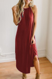 Sexy Sweet Solid Split Joint O Neck Dresses