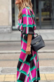 Casual Plaid Print Patchwork Half A Turtleneck Dresses(Without Belt)