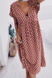Fashion Street Print V Neck A Line Dresses