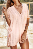 Fashion Vacation Solid Hollowed Out Swimwears Cover Up