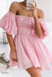 Fashion Elegant Solid Split Joint Fold Off the Shoulder A Line Dresses