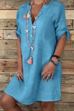 Casual Print Split Joint V Neck A Line Dresses